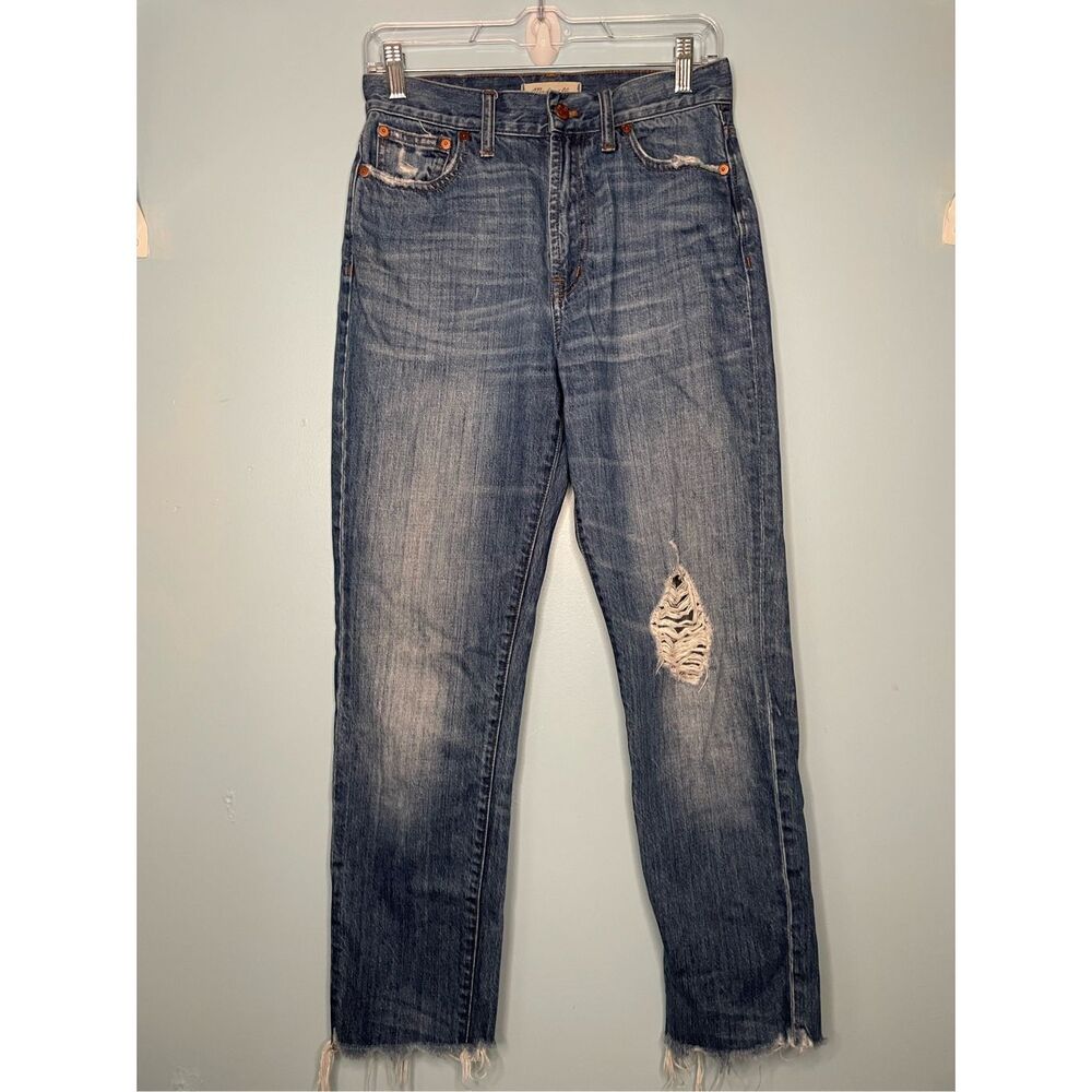 Madewell Women's Straight Leg Jeans - Distressed Medium Wash Blue